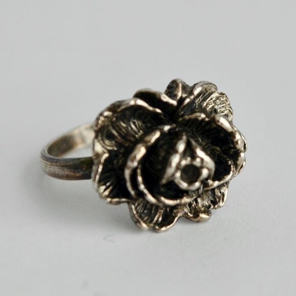 Vintage Sterling Silver ? Rose Ring Size 6.5 - Picture 1 of 4